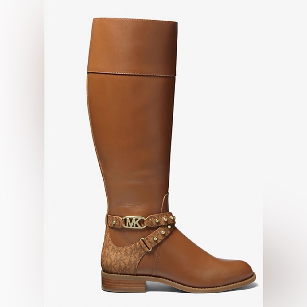 Michael Kors Tan Leather Boots with MK Detail